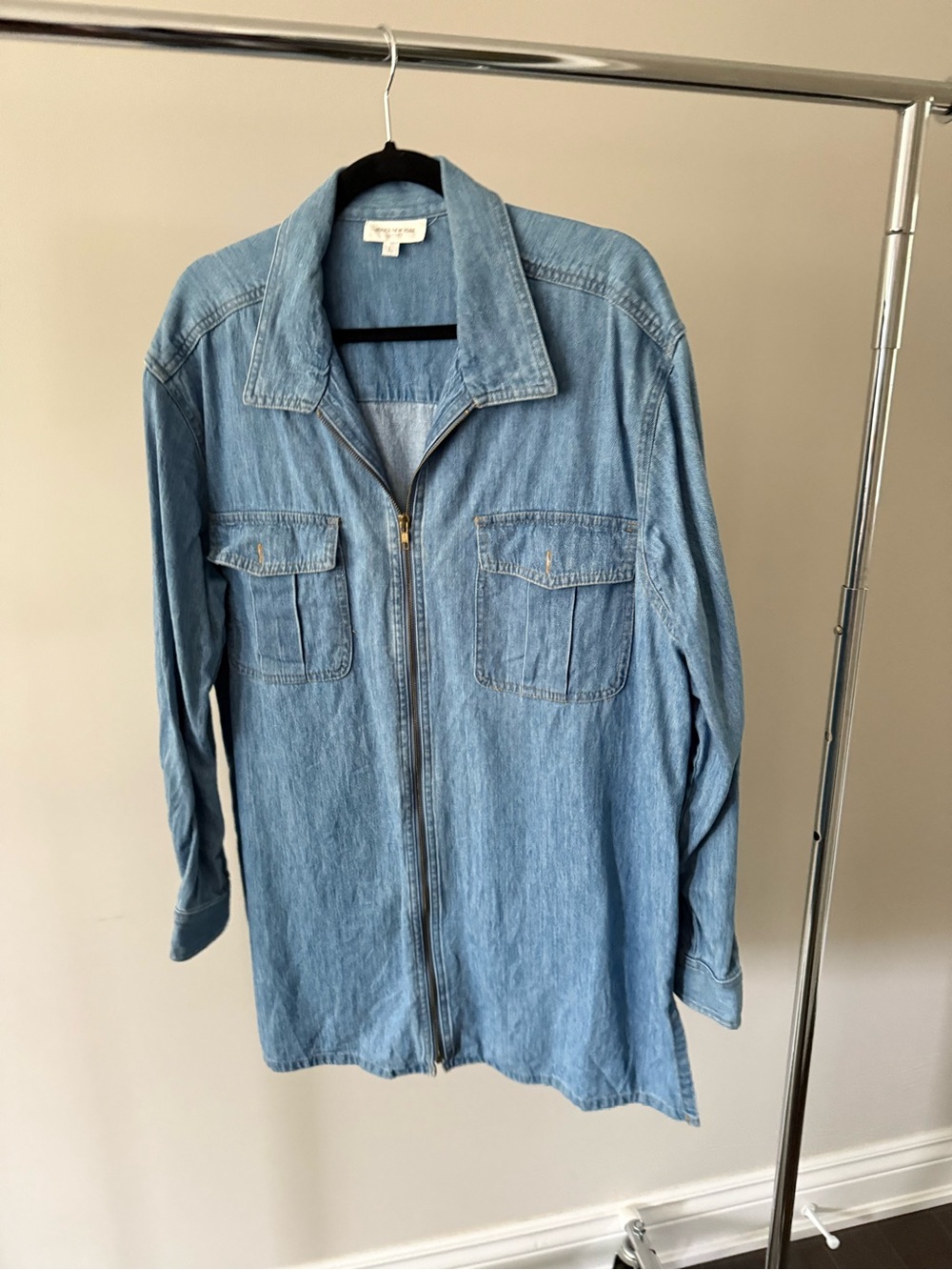 Light Blue Denim Zip-Front Jacket